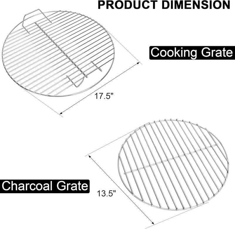 Outspark Charcoal Grate Cooking Grid Grate Replacement Parts for Weber 18.5" One-Touch,Bar-B-Kettle,Smokey Mountain,Jumbo Joe,Original Kettle Grill,Stainless Steel BBQ Accessories for Weber 7432 7440 - Image 2